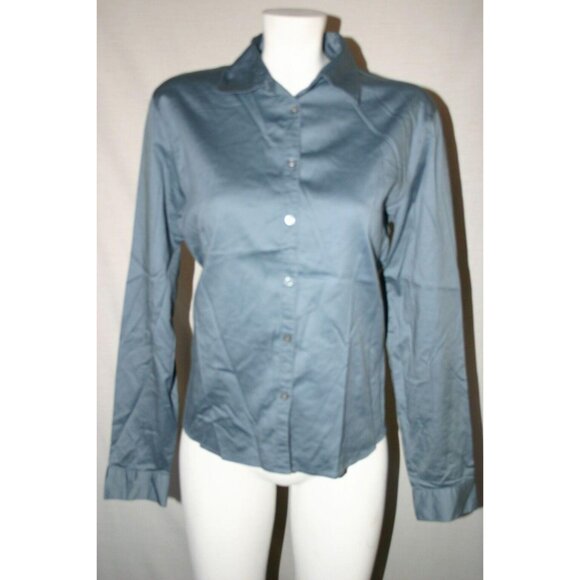 Banana Republic Stretch Women's Blouse Gray Size M Long Sleeves Buttons Cuffs - Picture 1 of 7